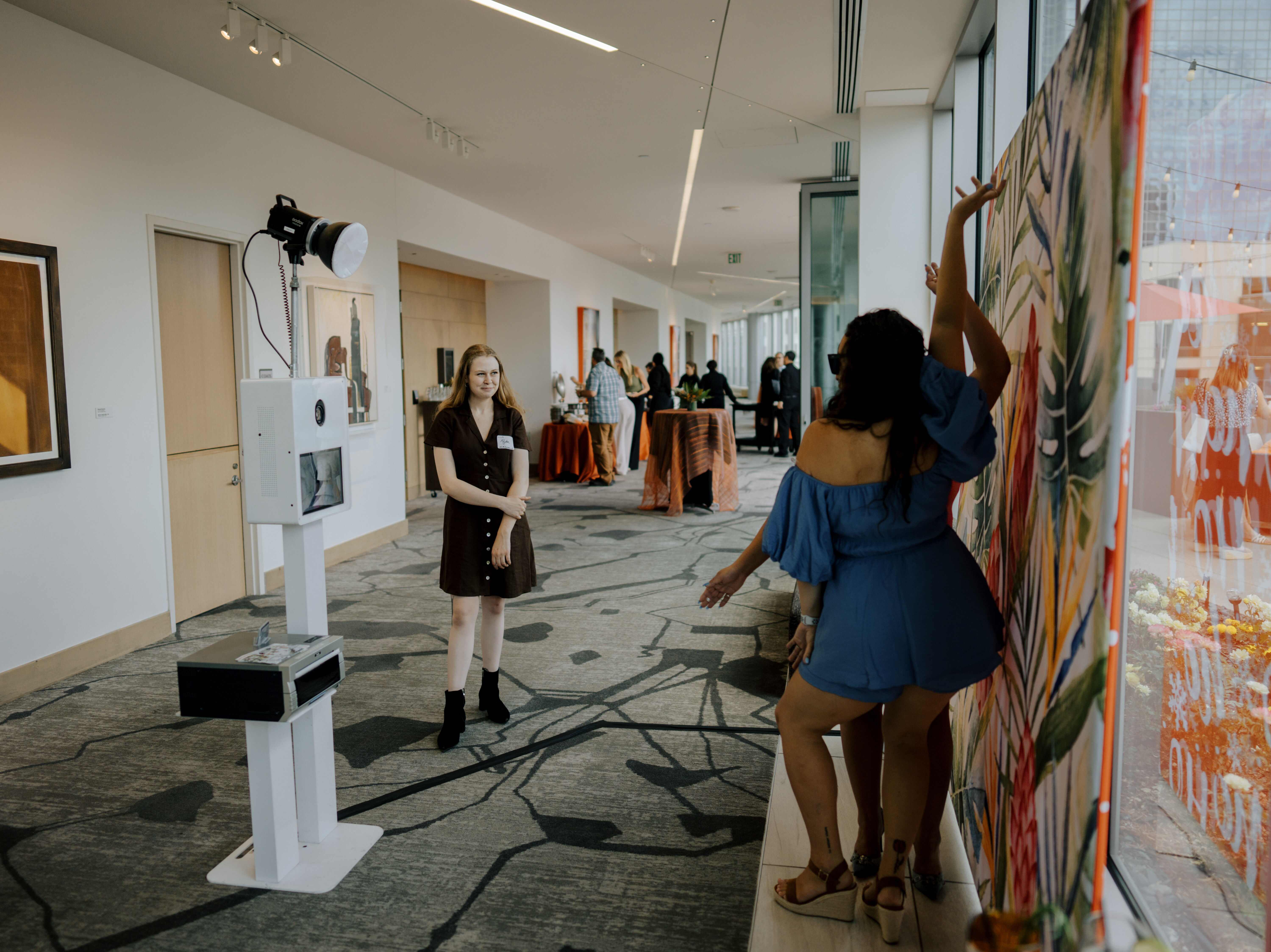 Professional AI Photo Booth setup with artificial intelligence technology for events, weddings, and corporate functions