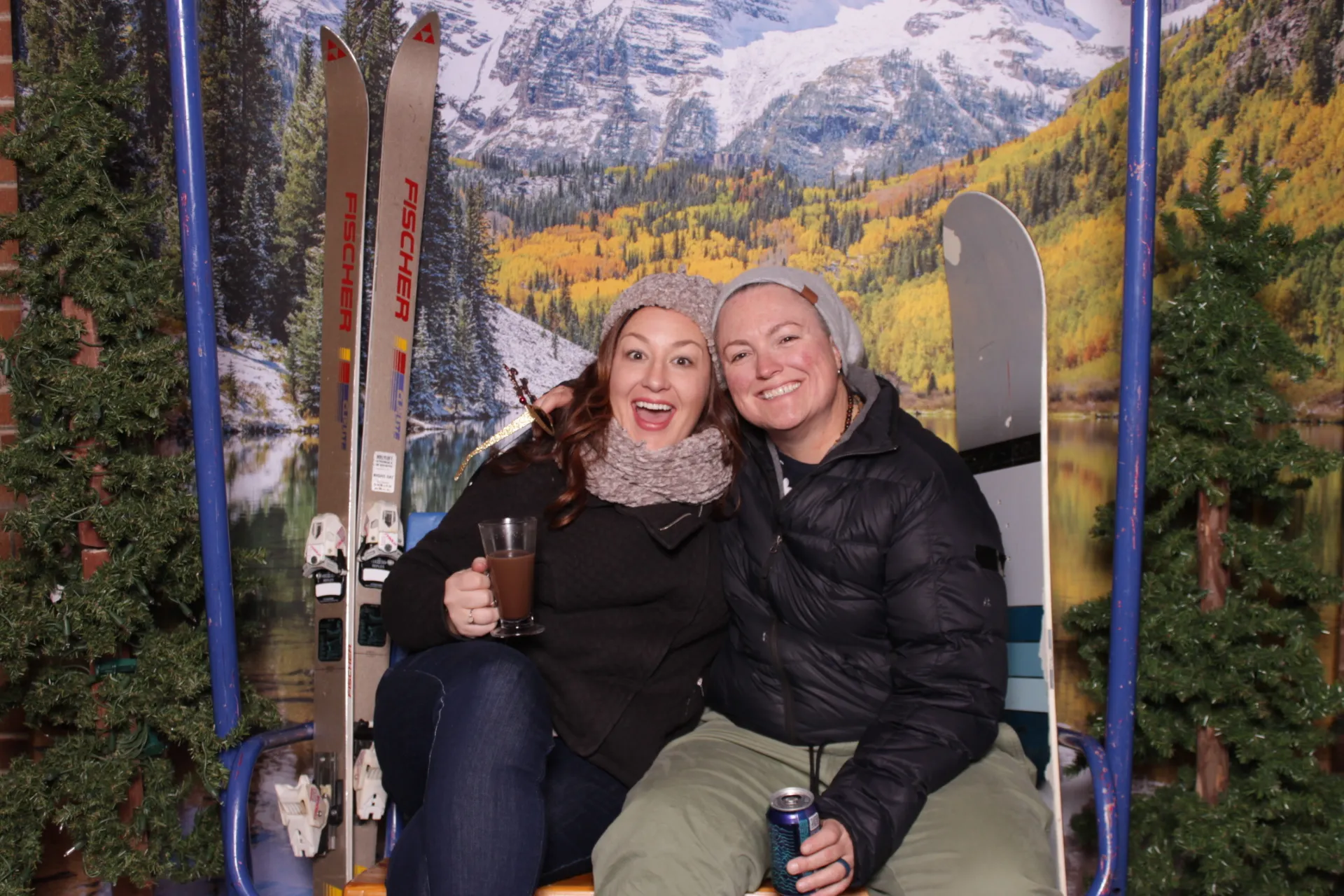 Winter wonderland party decorations and ski lodge atmosphere