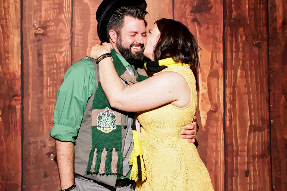 A couple having fun at a party