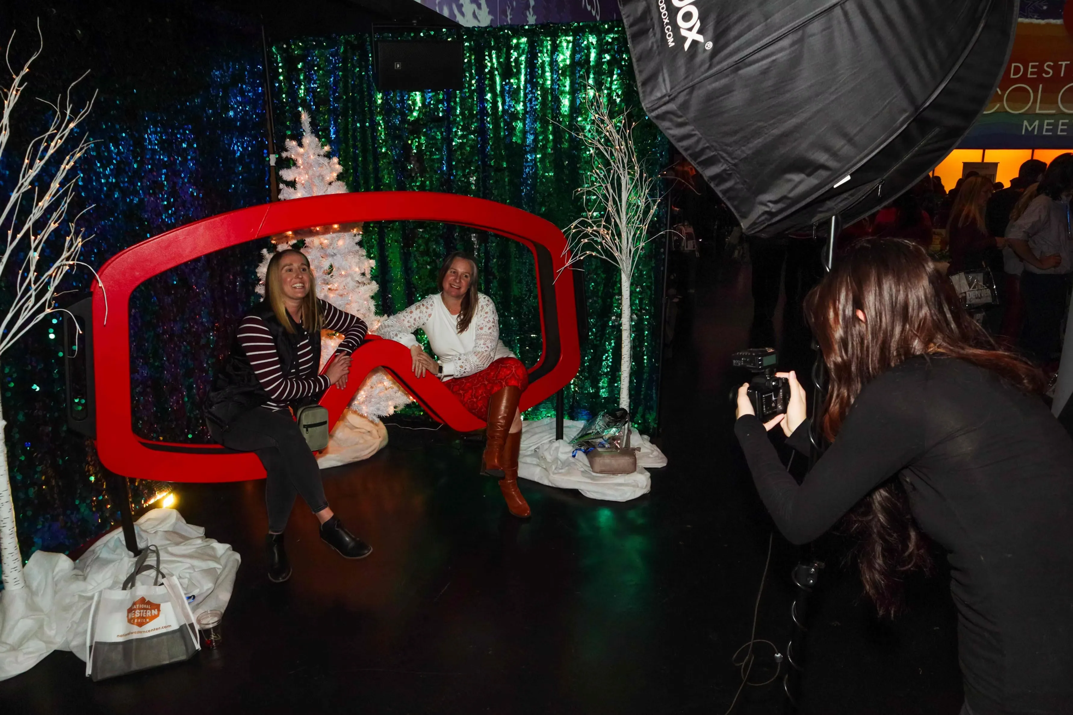 Ski goggle themed photo booth set for winter sports events and trade shows