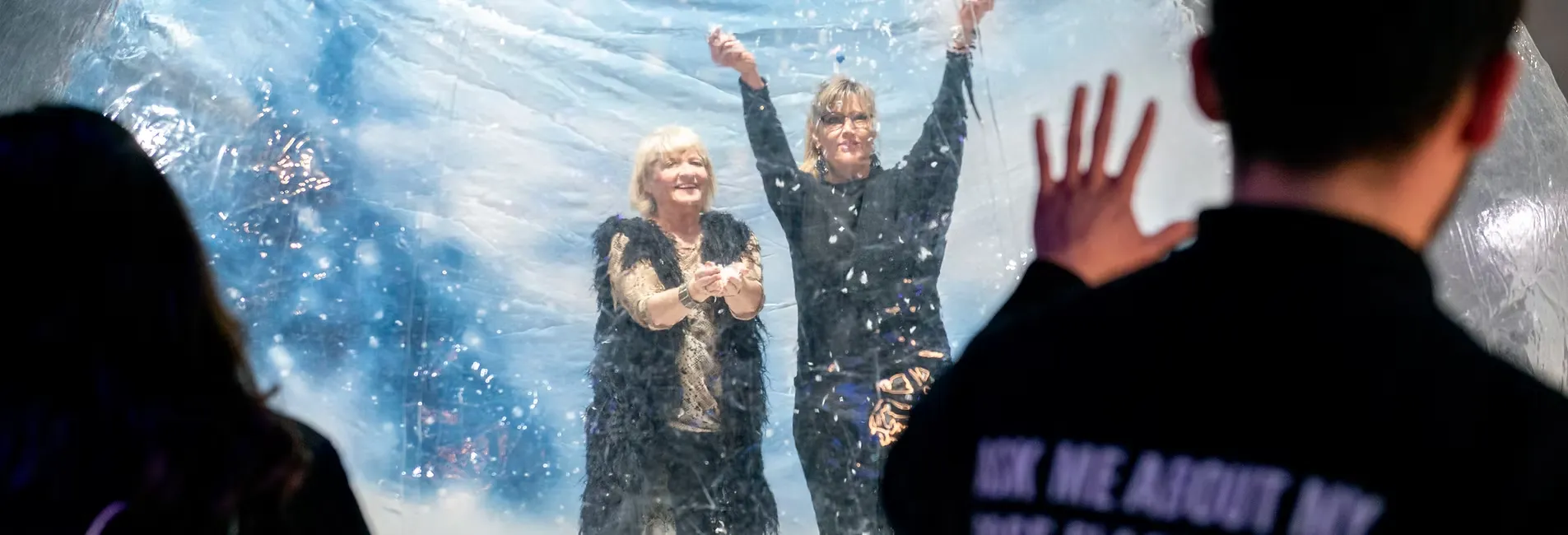 Snow globe themed photo booth set for winter events