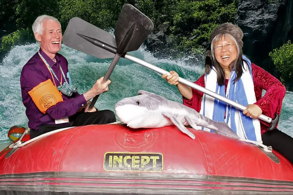 White water raft themed photo booth set for adventure events