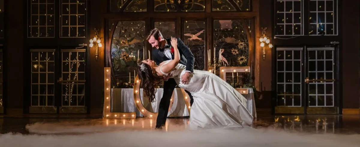 Wedding LED dance floor with custom monogram