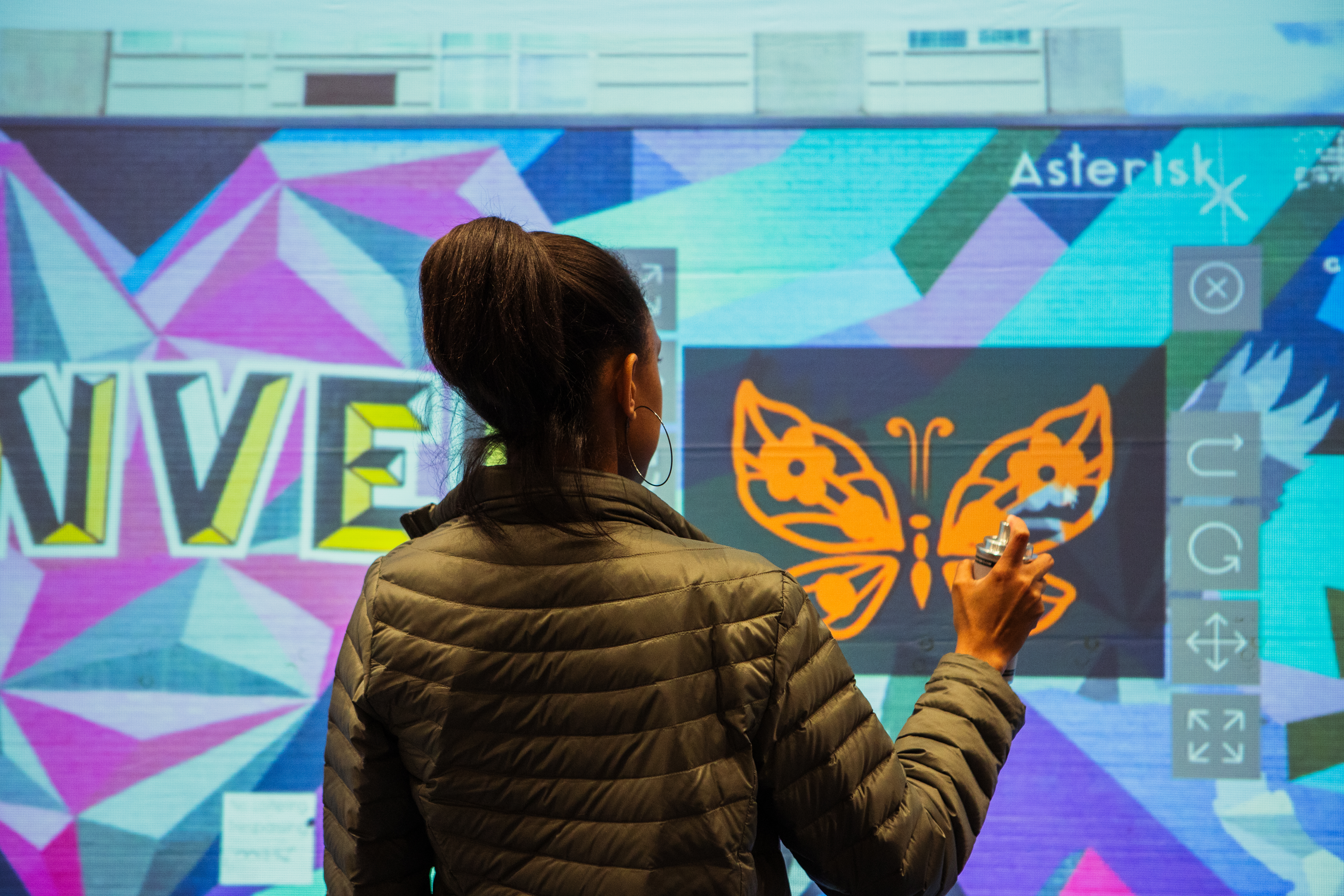 Digital graffiti art created at interactive photo booth event