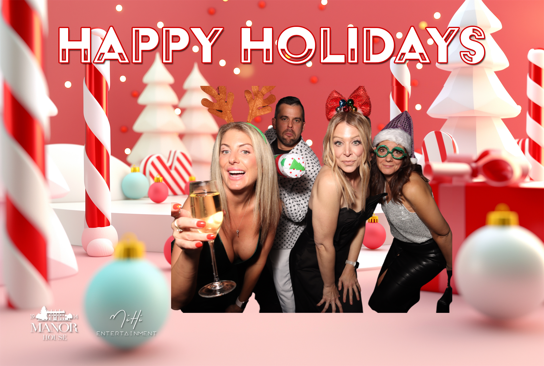 Luxury resort scene with sunset skyline green screen photo booth