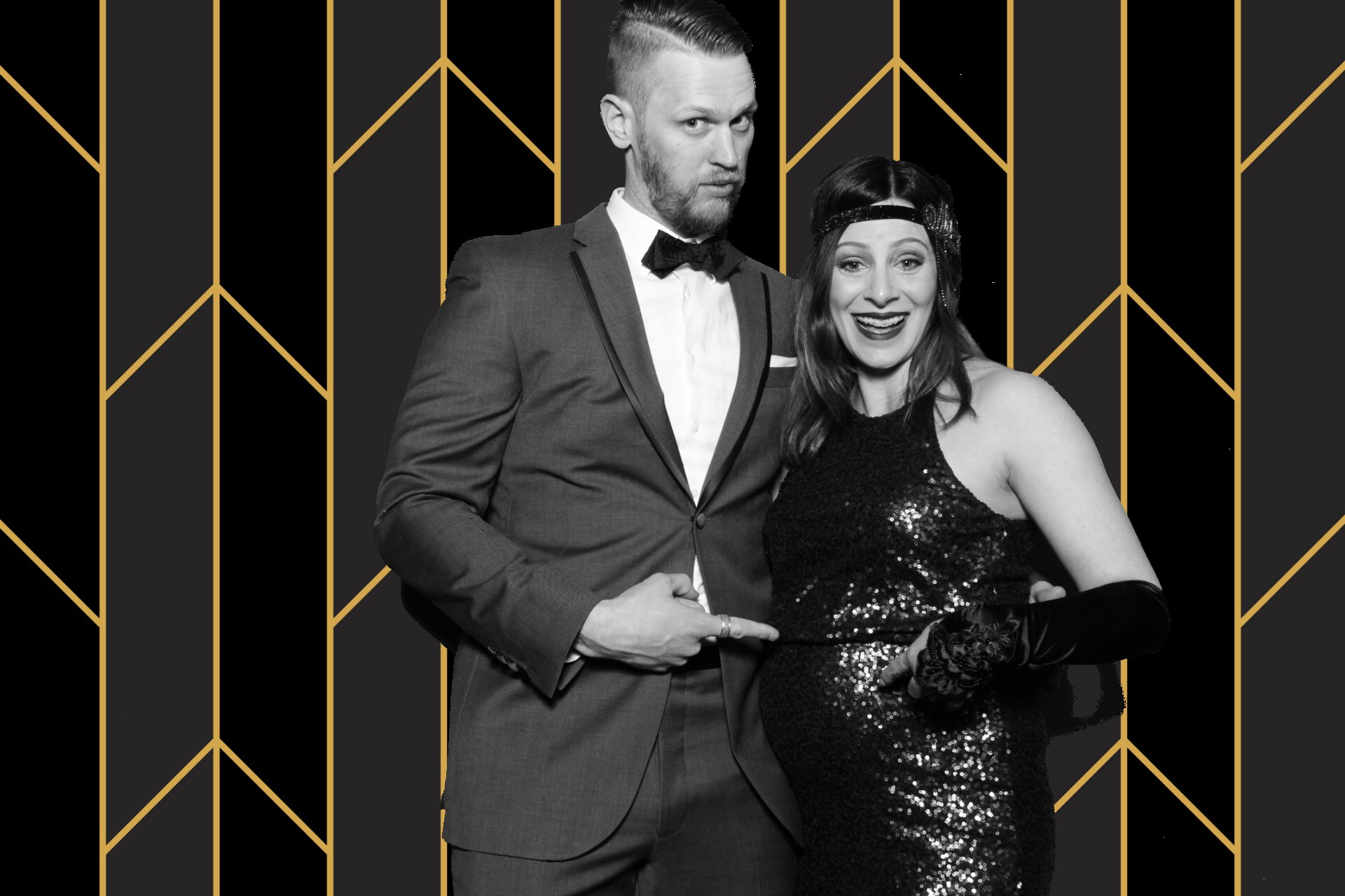 Neon cyberpunk group in futuristic city green screen chroma key