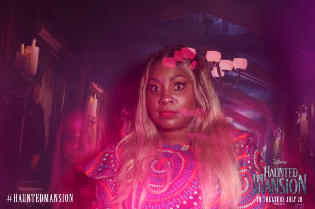 Haunted Mansion photo booth with spooky backdrop