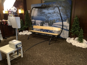 Ski lift themed photo set for winter holiday events and office parties