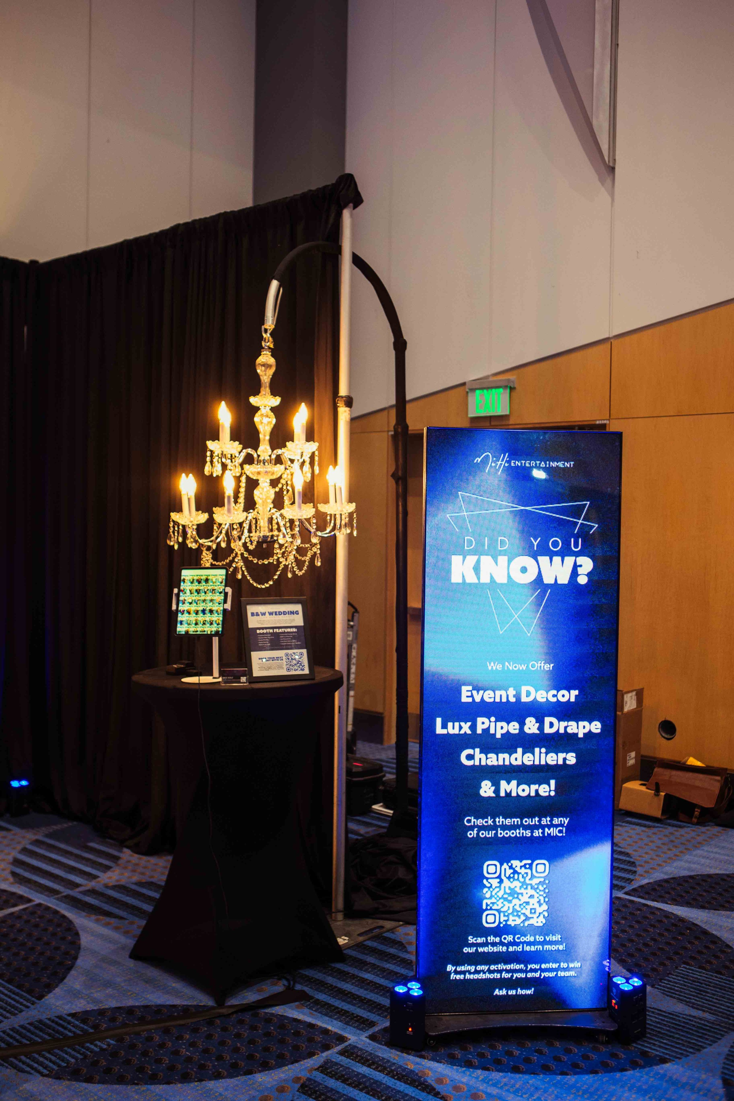 Luxurious chandeliers creating elegant atmosphere for corporate events and galas