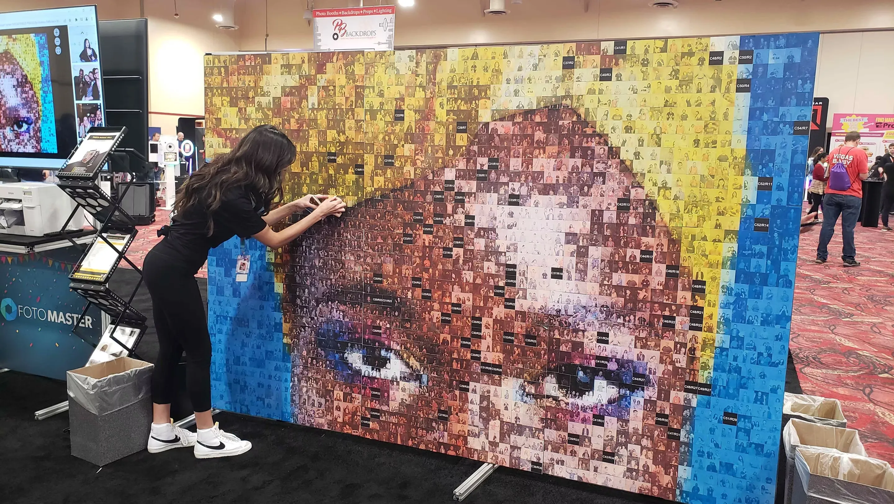 Collaborative mosaic photo booth with live mosaic building display