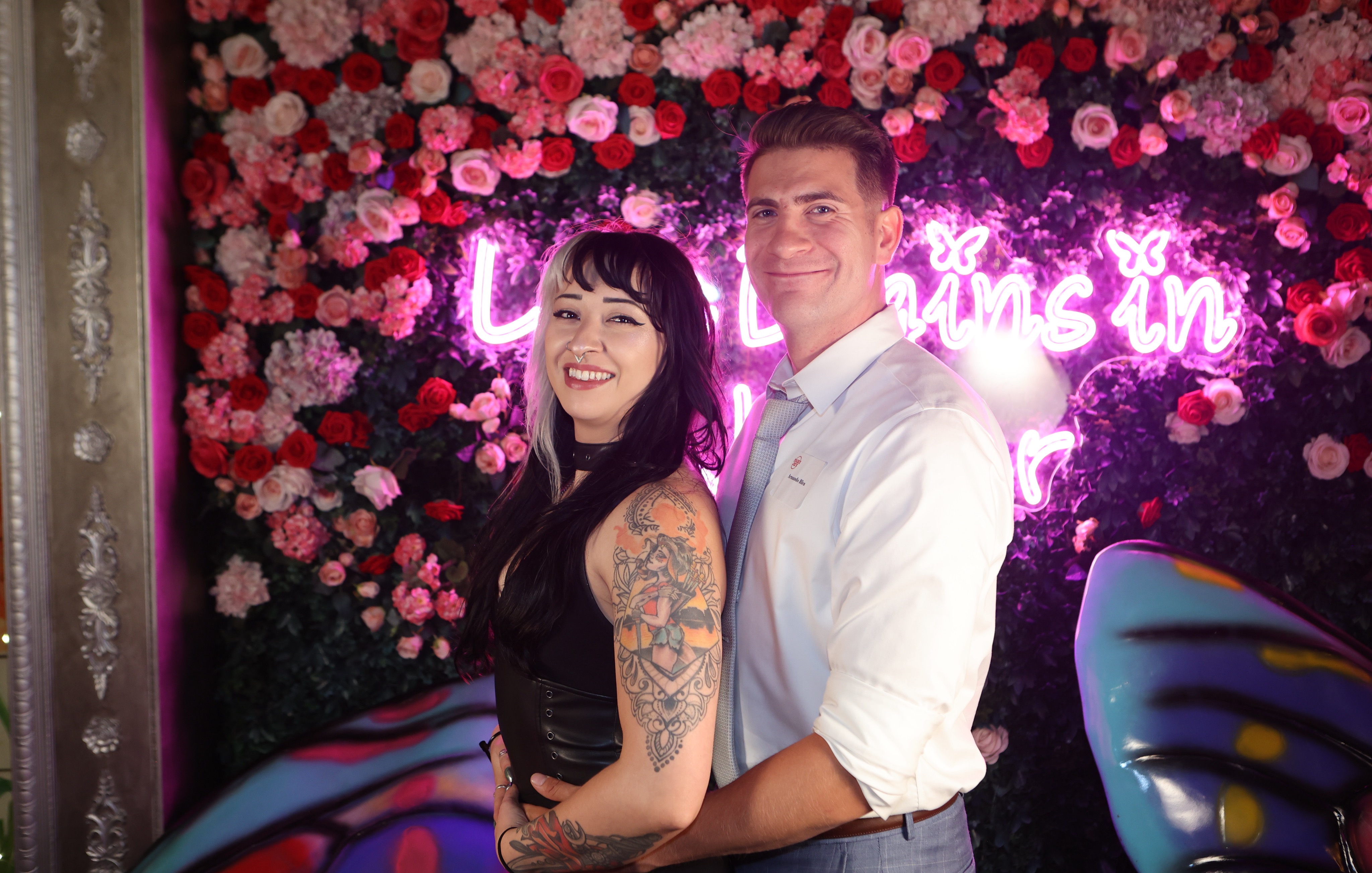 Professional mobile photographer with ring light at wedding event