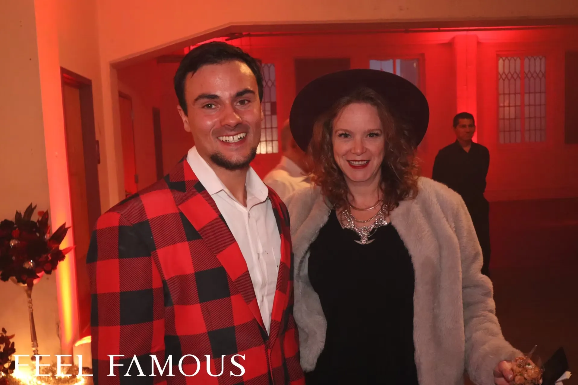 Professional roaming photographer with flash photography