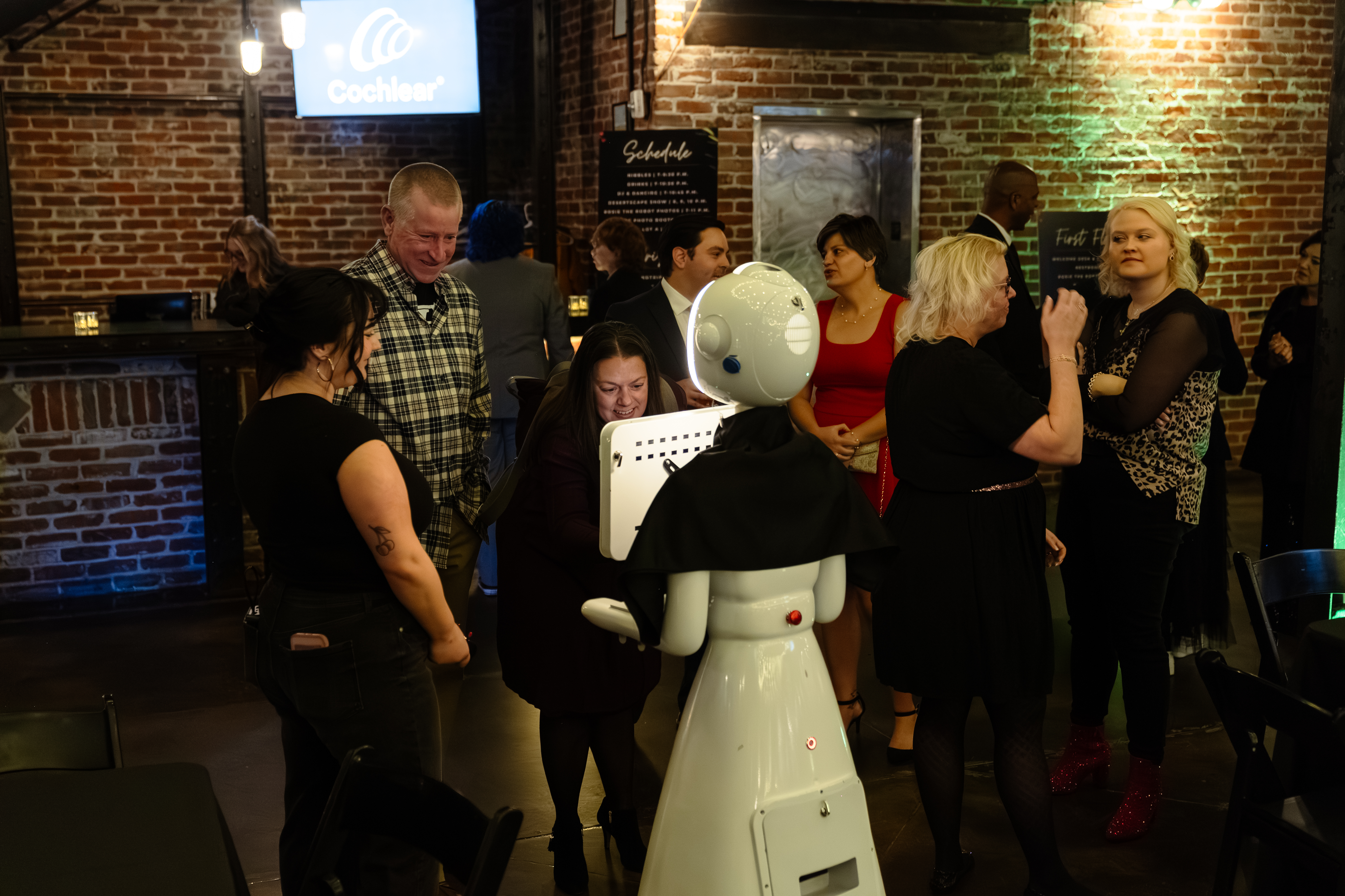 AI robot photo booth at corporate gathering
