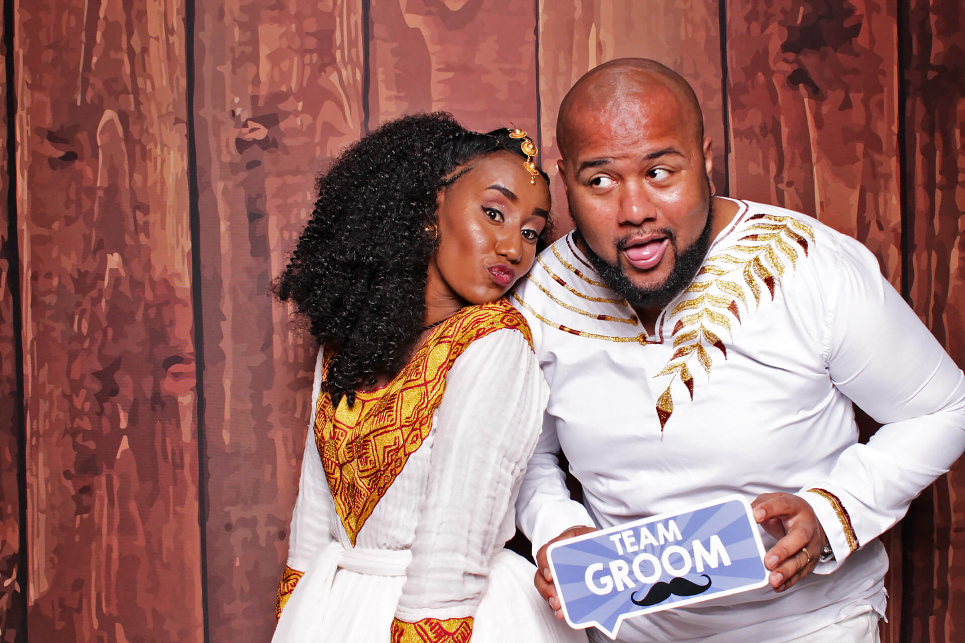 Rustic photo booth props including vintage accessories and themed items