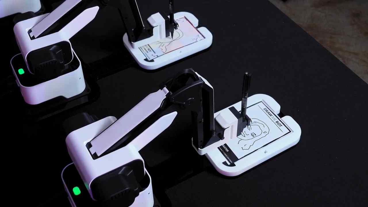 AI SketchBot transforming a photo into a sketch at corporate event